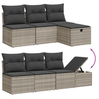 8-tlg. Garten-Sofagarnitur mit Kissen Hellgrau Poly Rattan - Pazzar.ch
