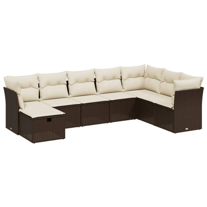 8-tlg. Garten-Sofagarnitur mit Kissen Braun Poly Rattan - Pazzar.ch