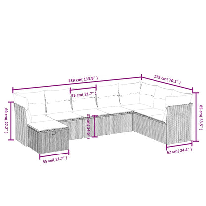 8-tlg. Garten-Sofagarnitur mit Kissen Braun Poly Rattan - Pazzar.ch