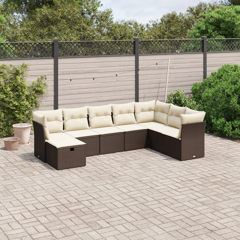 8-tlg. Garten-Sofagarnitur mit Kissen Braun Poly Rattan - Pazzar.ch
