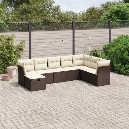 8-tlg. Garten-Sofagarnitur mit Kissen Braun Poly Rattan - Pazzar.ch