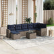 8-tlg. Garten-Sofagarnitur mit Kissen Grau Poly Rattan