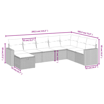 8-tlg. Garten-Sofagarnitur mit Kissen Hellgrau Poly Rattan - Pazzar.ch