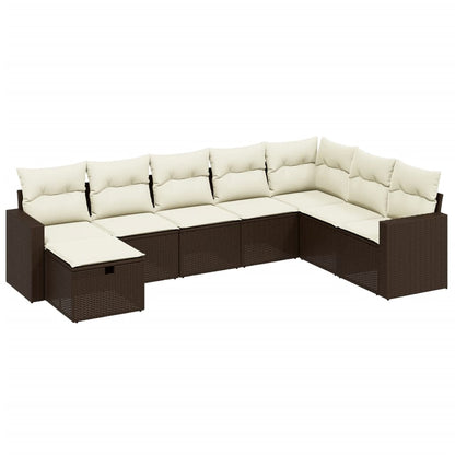 8-tlg. Garten-Sofagarnitur mit Kissen Braun Poly Rattan - Pazzar.ch