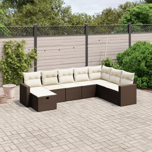 8-tlg. Garten-Sofagarnitur mit Kissen Braun Poly Rattan - Pazzar.ch
