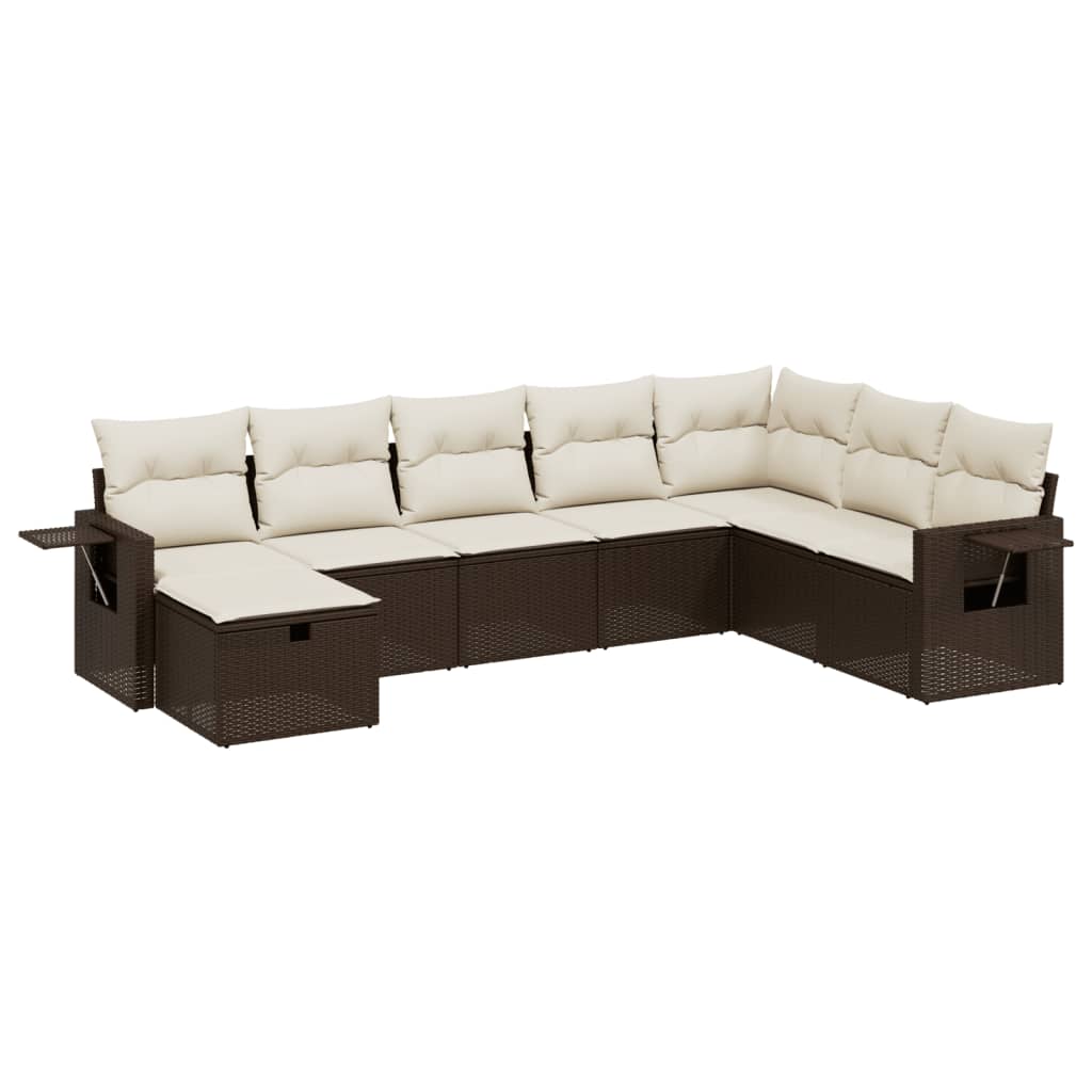 8-tlg. Garten-Sofagarnitur mit Kissen Braun Poly Rattan - Pazzar.ch