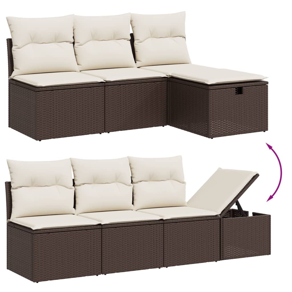 8-tlg. Garten-Sofagarnitur mit Kissen Braun Poly Rattan - Pazzar.ch