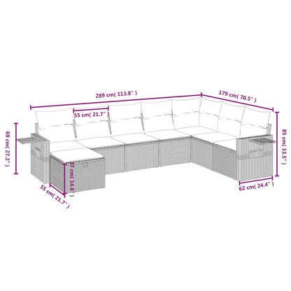 8-tlg. Garten-Sofagarnitur mit Kissen Braun Poly Rattan - Pazzar.ch