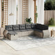 8-tlg. Garten-Sofagarnitur mit Kissen Hellgrau Poly Rattan