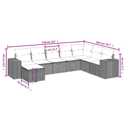 8-tlg. Garten-Sofagarnitur mit Kissen Hellgrau Poly Rattan - Pazzar.ch