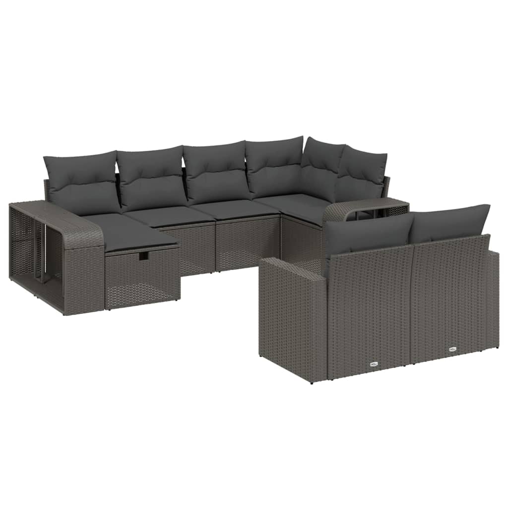 10-tlg. Garten-Sofagarnitur mit Kissen Schwarz Poly Rattan - Pazzar.ch