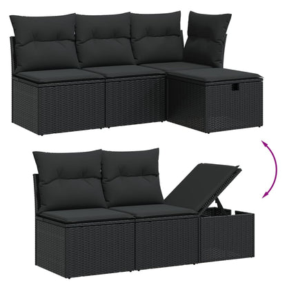 10-tlg. Garten-Sofagarnitur mit Kissen Schwarz Poly Rattan - Pazzar.ch