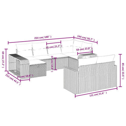 10-tlg. Garten-Sofagarnitur mit Kissen Schwarz Poly Rattan - Pazzar.ch