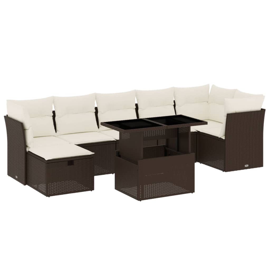 8-tlg. Garten-Sofagarnitur mit Kissen Braun Poly Rattan - Pazzar.ch