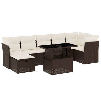 8-tlg. Garten-Sofagarnitur mit Kissen Braun Poly Rattan - Pazzar.ch