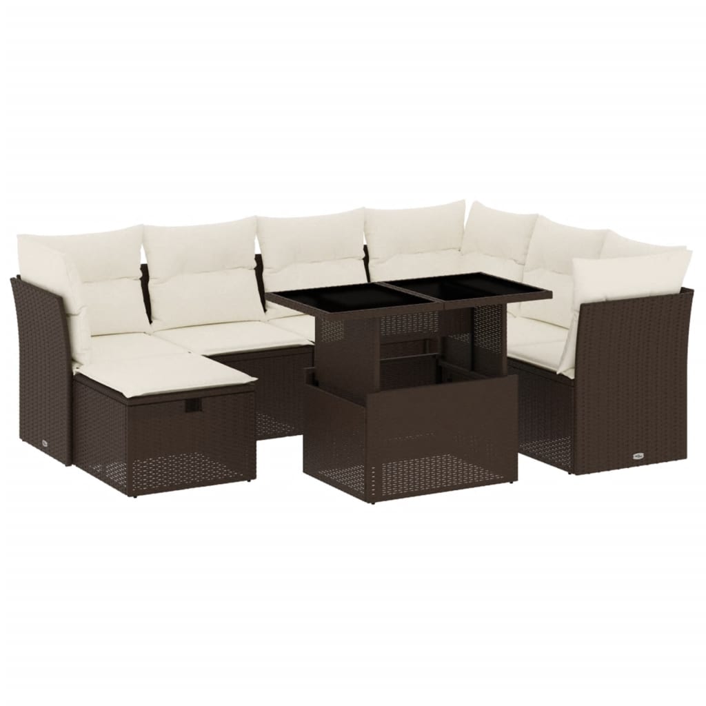 8-tlg. Garten-Sofagarnitur mit Kissen Braun Poly Rattan - Pazzar.ch