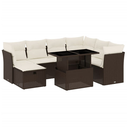 8-tlg. Garten-Sofagarnitur mit Kissen Braun Poly Rattan - Pazzar.ch