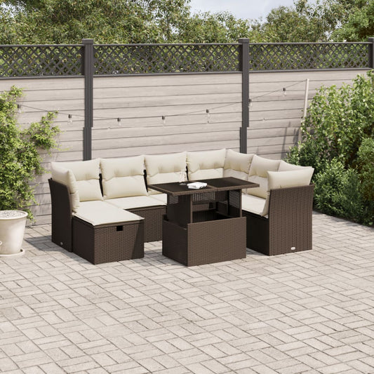 8-tlg. Garten-Sofagarnitur mit Kissen Braun Poly Rattan - Pazzar.ch