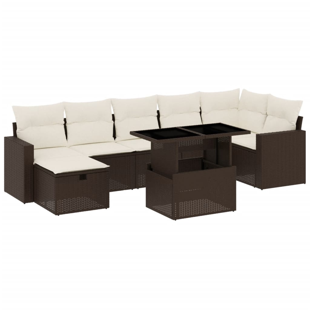 8-tlg. Garten-Sofagarnitur mit Kissen Braun Poly Rattan - Pazzar.ch