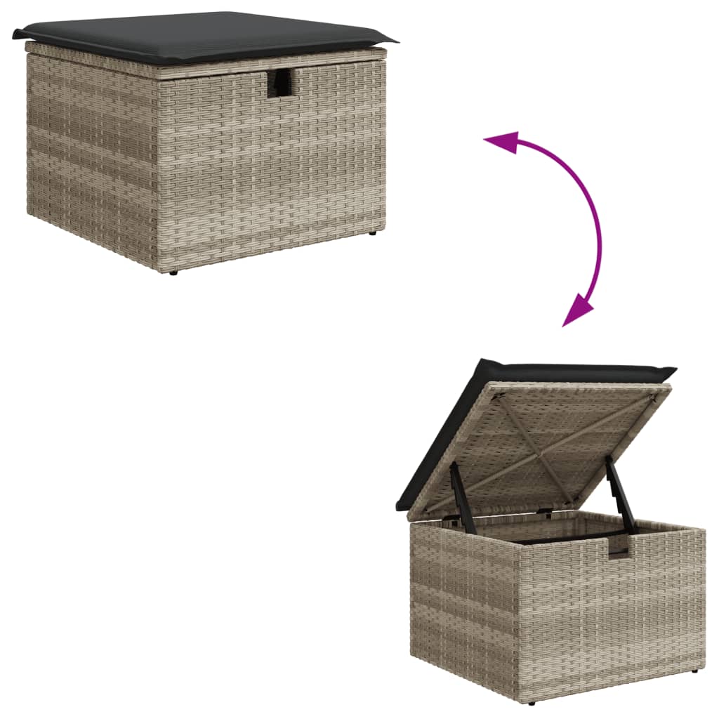 8-tlg. Garten-Sofagarnitur mit Kissen Hellgrau Poly Rattan - Pazzar.ch