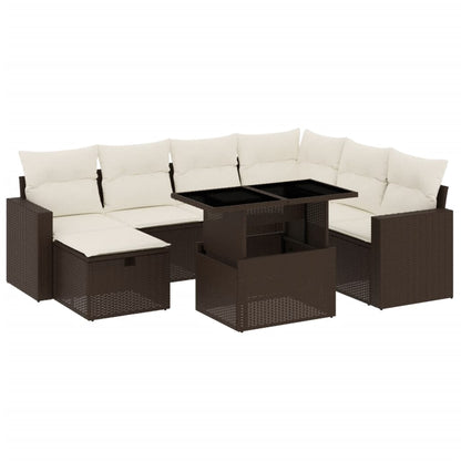 8-tlg. Garten-Sofagarnitur mit Kissen Braun Poly Rattan - Pazzar.ch