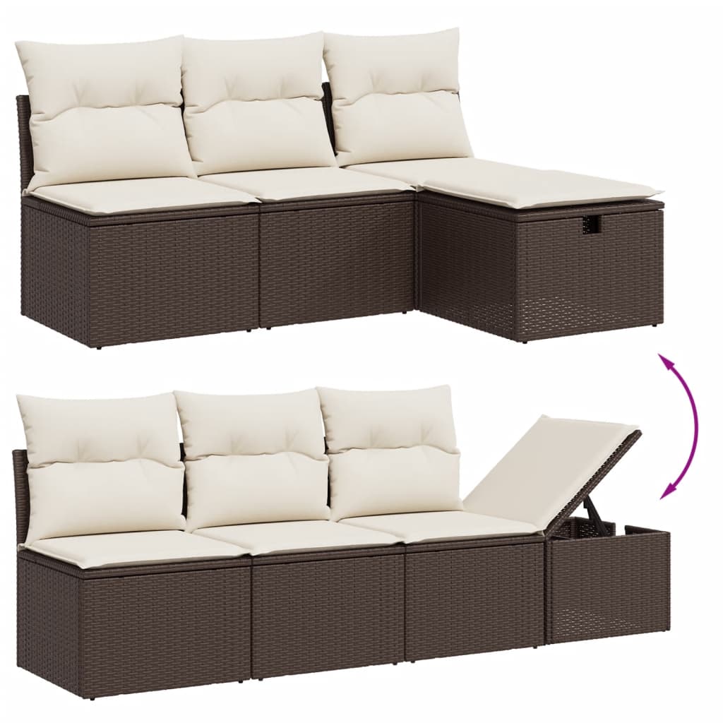 8-tlg. Garten-Sofagarnitur mit Kissen Braun Poly Rattan - Pazzar.ch