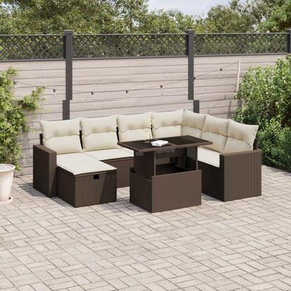 8-tlg. Garten-Sofagarnitur mit Kissen Braun Poly Rattan - Pazzar.ch