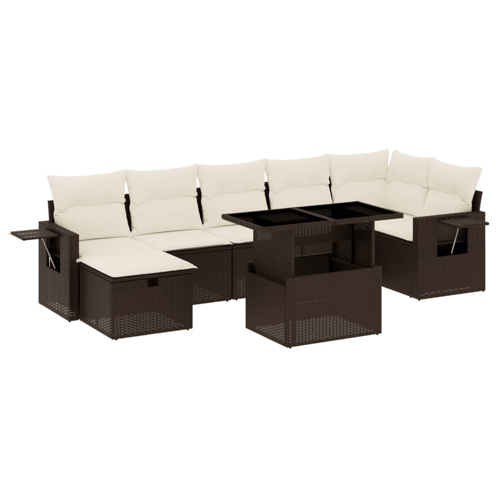 8-tlg. Garten-Sofagarnitur mit Kissen Braun Poly Rattan - Pazzar.ch