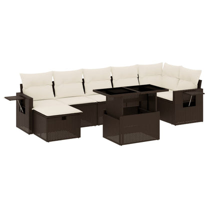 8-tlg. Garten-Sofagarnitur mit Kissen Braun Poly Rattan - Pazzar.ch