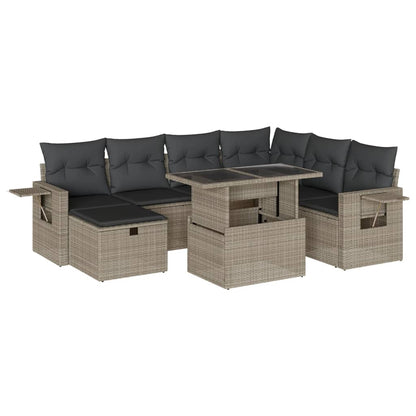 8-tlg. Garten-Sofagarnitur mit Kissen Hellgrau Poly Rattan - Pazzar.ch