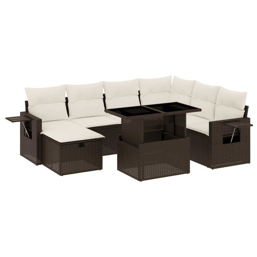 8-tlg. Garten-Sofagarnitur mit Kissen Braun Poly Rattan - Pazzar.ch
