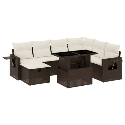 8-tlg. Garten-Sofagarnitur mit Kissen Braun Poly Rattan - Pazzar.ch