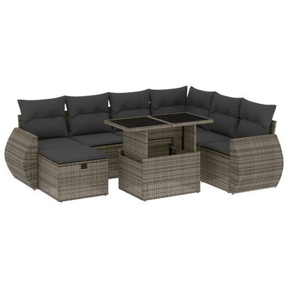8-tlg. Garten-Sofagarnitur mit Kissen Grau Poly Rattan - Pazzar.ch