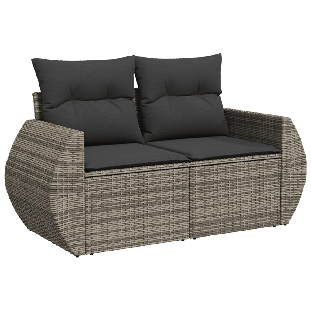 8-tlg. Garten-Sofagarnitur mit Kissen Grau Poly Rattan - Pazzar.ch