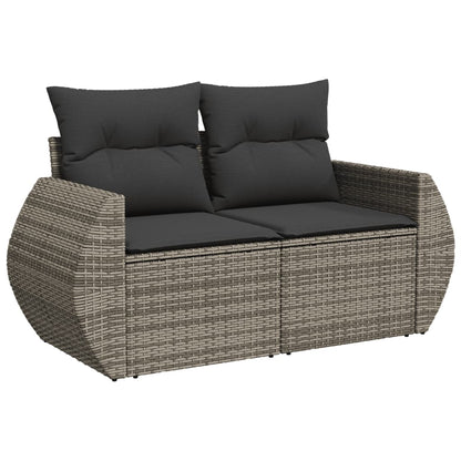 8-tlg. Garten-Sofagarnitur mit Kissen Grau Poly Rattan - Pazzar.ch