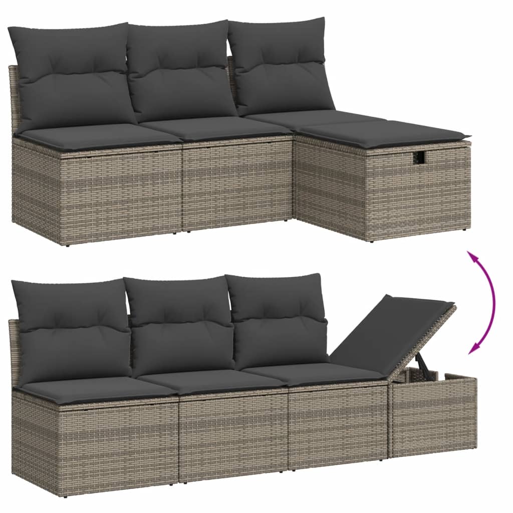 8-tlg. Garten-Sofagarnitur mit Kissen Grau Poly Rattan - Pazzar.ch