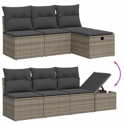 8-tlg. Garten-Sofagarnitur mit Kissen Grau Poly Rattan - Pazzar.ch