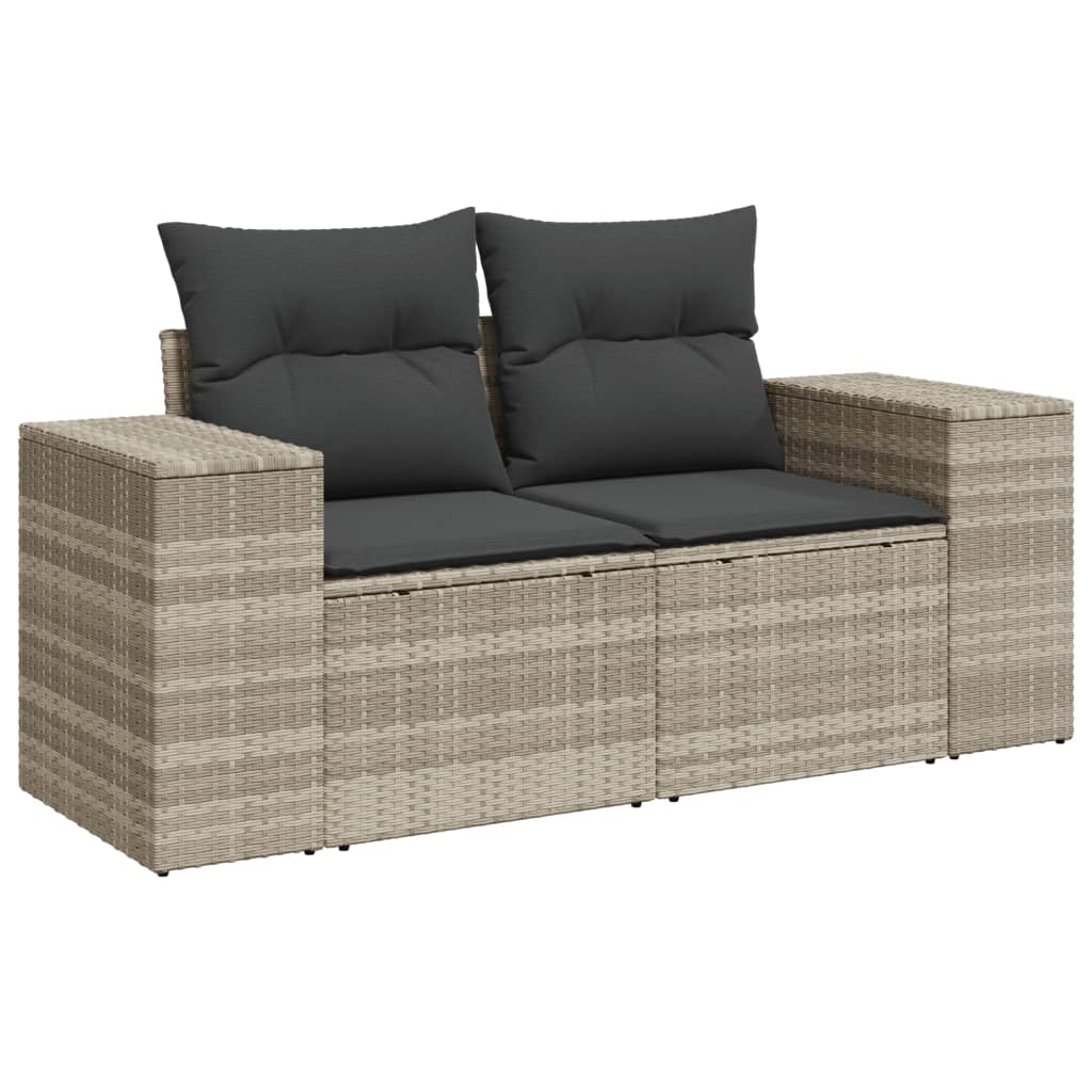 8-tlg. Garten-Sofagarnitur mit Kissen Hellgrau Poly Rattan - Pazzar.ch