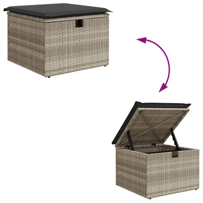 8-tlg. Garten-Sofagarnitur mit Kissen Hellgrau Poly Rattan - Pazzar.ch
