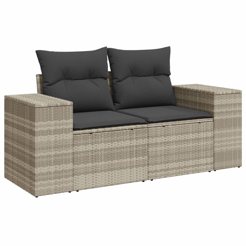 8-tlg. Garten-Sofagarnitur mit Kissen Hellgrau Poly Rattan - Pazzar.ch