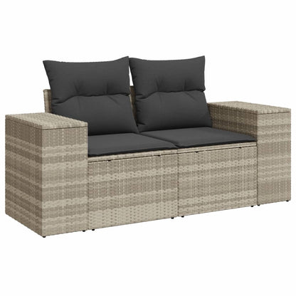 8-tlg. Garten-Sofagarnitur mit Kissen Hellgrau Poly Rattan - Pazzar.ch