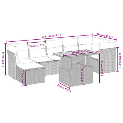 8-tlg. Garten-Sofagarnitur mit Kissen Schwarz Poly Rattan - Pazzar.ch