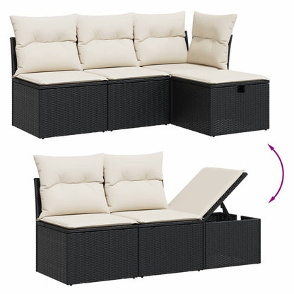 8-tlg. Garten-Sofagarnitur mit Kissen Schwarz Poly Rattan - Pazzar.ch