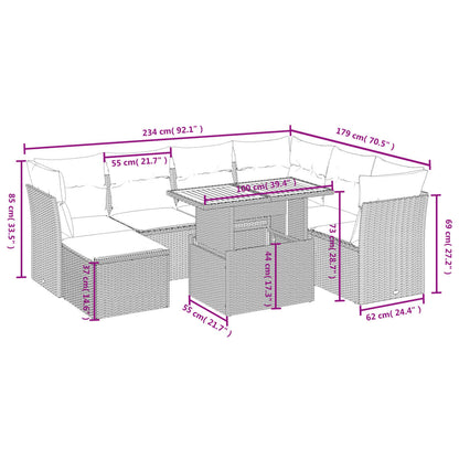 8-tlg. Garten-Sofagarnitur mit Kissen Schwarz Poly Rattan - Pazzar.ch