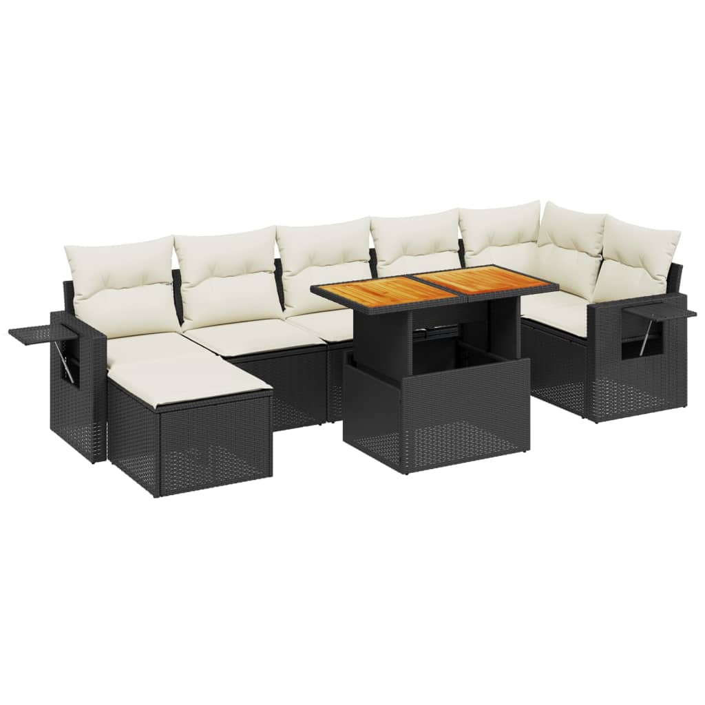 8-tlg. Garten-Sofagarnitur mit Kissen Schwarz Poly Rattan - Pazzar.ch