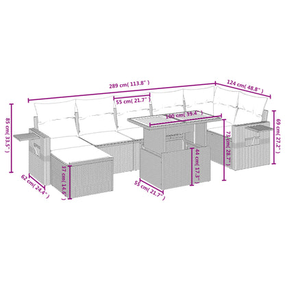 8-tlg. Garten-Sofagarnitur mit Kissen Schwarz Poly Rattan - Pazzar.ch