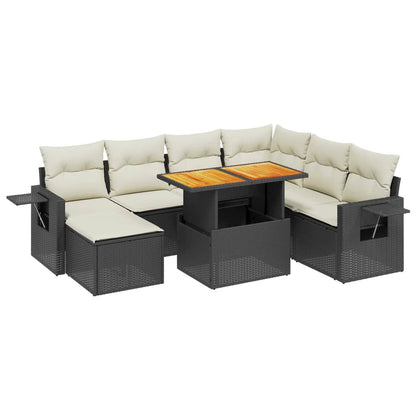 8-tlg. Garten-Sofagarnitur mit Kissen Schwarz Poly Rattan - Pazzar.ch