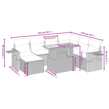 8-tlg. Garten-Sofagarnitur mit Kissen Schwarz Poly Rattan - Pazzar.ch