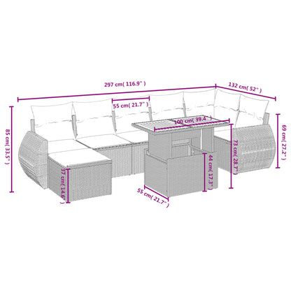 8-tlg. Garten-Sofagarnitur mit Kissen Schwarz Poly Rattan - Pazzar.ch