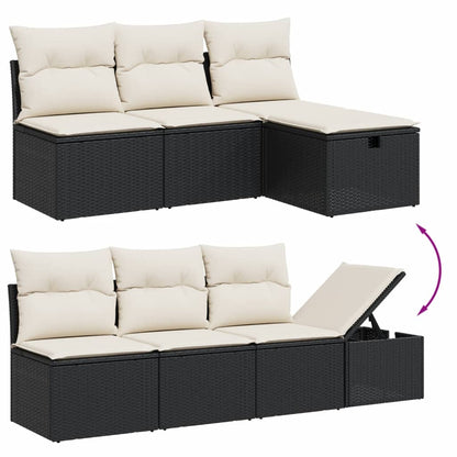 8-tlg. Garten-Sofagarnitur mit Kissen Schwarz Poly Rattan - Pazzar.ch